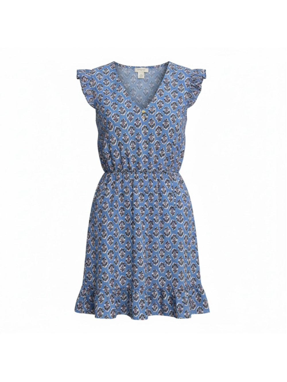 Girls crewcuts Floral Ruffle Dress Size 10 Blue White